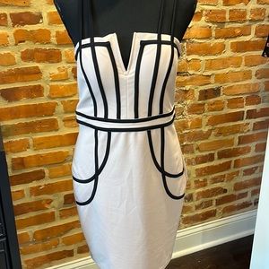 Tan and Black Midi Dress